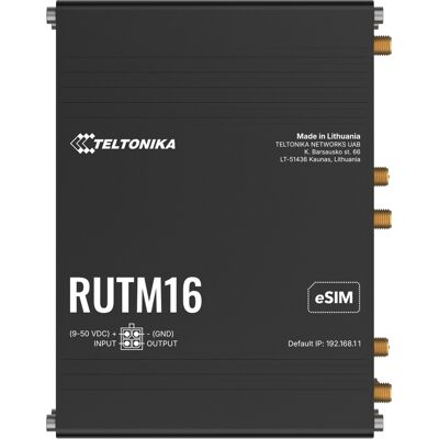 Routeur cellulaire Teltonika RUTM16 4G LTE Gigabit Ethernet Wi-Fi 5 bi-bande MIMO USB Type-A noir aluminium - Publicité Routeur cellulaire Teltonika RUTM16 4G LTE Gigabit Ethernet Wi-Fi 5 bi-bande MIMO USB Type-A noir aluminium - Publicité