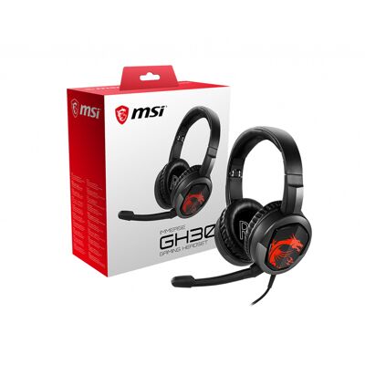 Casque Gaming Filaire MSI Immerse GH30 - Transducteurs 40mm, 20-20000Hz, 32 Ohm, Micro Amovible - Connecteur 3.5mm - Compatible Windows - Noir/Rouge - Publicité Casque Gaming Filaire MSI Immerse GH30 - Transducteurs 40mm, 20-20000Hz, 32 Ohm, Micro Amovible - Connecteur 3.5mm - Compatible Windows - Noir/Rouge - Publicité