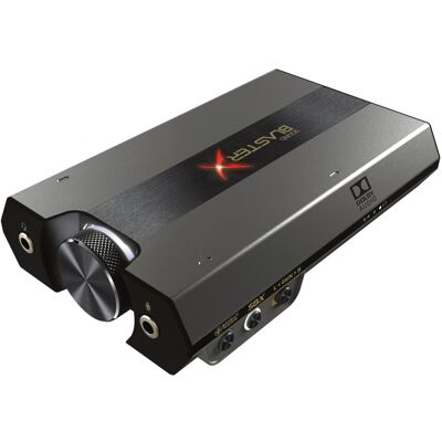 Carte son externe Creative Labs Sound BlasterX G6 USB 2.0 canaux 32-bit 130dB Dolby Digital avec câbles Micro-USB et TOSLINK - Publicité Carte son externe Creative Labs Sound BlasterX G6 USB 2.0 canaux 32-bit 130dB Dolby Digital avec câbles Micro-USB et TOSLINK - Publicité