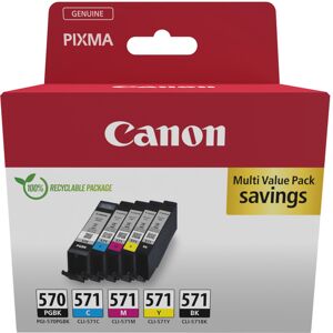 Canon 0372C006 - Multipack 5 Cartouches d'Encre Originales (2 Noir, Cyan, Magenta, Jaune) - Imprimantes PIXMA MG/TS Series