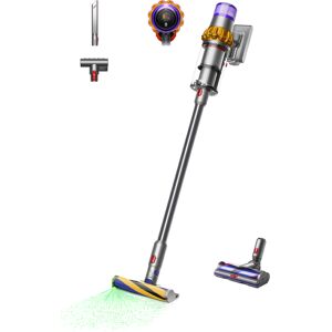 Dyson V15 Detect Absolute Aspirateur-balai 2 en 1 sans sac HEPA batterie 60 min acier inoxydable avec têtes De-tangling Motorbar et Fluffy Optic