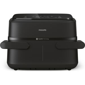 Philips Airfryer Série 1000 NA150/00 Double Panier 7L (3.55L x2 ou 7.1L unique) Rapid Air 2450W 40-200°C 6 Programmes Écran LED Minuteur 60min Noir