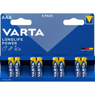 Varta LR03 - Piles Alcalines AAA - Pack de 8 - Publicité Varta LR03 - Piles Alcalines AAA - Pack de 8 - Publicité