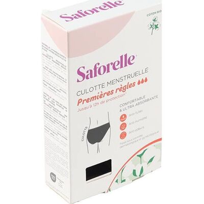 Culotte Menstruelle Saforelle en coton bio - Premières Règles - 12-14 ans - Publicité Culotte Menstruelle Saforelle en coton bio - Premières Règles - 12-14 ans - Publicité