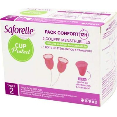 Coupe Menstruelle Réutilisable Saforelle - Taille 2 - Pack de 2 - Publicité Coupe Menstruelle Réutilisable Saforelle - Taille 2 - Pack de 2 - Publicité