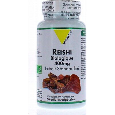 Reishi Bio 400mg Extrait Standardisé 60 Capsules Végétales - Vitall+ - Publicité Reishi Bio 400mg Extrait Standardisé 60 Capsules Végétales - Vitall+ - Publicité