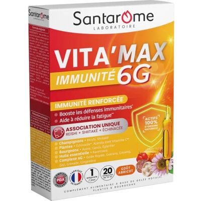 Santarome Vita'Max Immunité 6G 20x10 ml - Publicité Santarome Vita'Max Immunité 6G 20x10 ml - Publicité