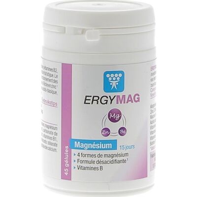 Nutergia Ergymag Magnésium Vitamines B + Zinc - 45 Gélules - Publicité Nutergia Ergymag Magnésium Vitamines B + Zinc - 45 Gélules - Publicité