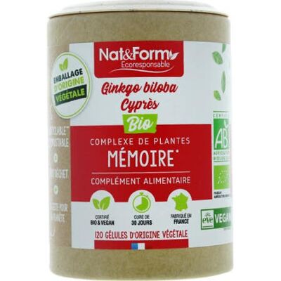 Nat & Form Ginkgo biloba Cyprès Bio Capsules - Complément Alimentaire - Publicité Nat & Form Ginkgo biloba Cyprès Bio Capsules - Complément Alimentaire - Publicité