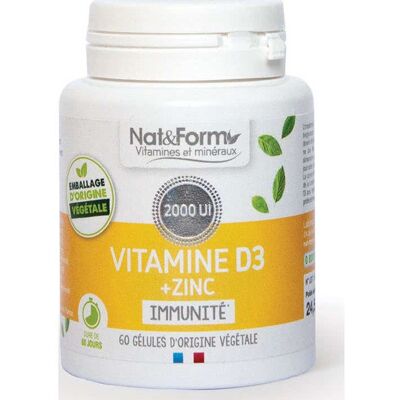Nat&Form Vitamine D3 Zinc Soutien - 60 Gélules - Publicité Nat&Form Vitamine D3 Zinc Soutien - 60 Gélules - Publicité