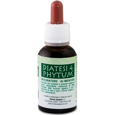 Homeo Sapiens Srl Diatesi 4 Phytum - Soutien digestif et respiratoire - 30ml - Publicité Homeo Sapiens Srl Diatesi 4 Phytum - Soutien digestif et respiratoire - 30ml - Publicité