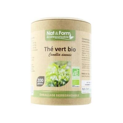 Nat & Form Thé Vert Bio en Gélules - Complément Alimentaire - Publicité Nat & Form Thé Vert Bio en Gélules - Complément Alimentaire - Publicité