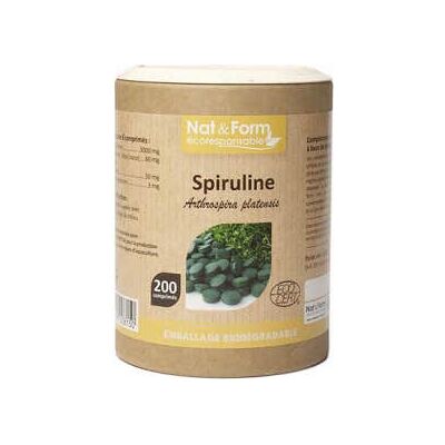 Nat&Form Spiruline Bio Végan 200 Gélules - Complément alimentaire - Publicité Nat&Form Spiruline Bio Végan 200 Gélules - Complément alimentaire - Publicité
