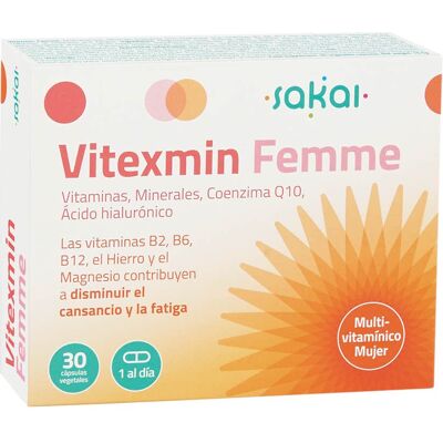 Sakai Vitexmin femme - Vitamines & Minéraux - 30 Gélules Végétales - Publicité Sakai Vitexmin femme - Vitamines & Minéraux - 30 Gélules Végétales - Publicité