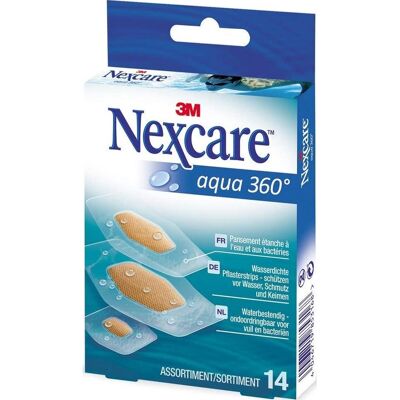 3M Nexcare Aqua, Pansements Protection 360° 14 bandes - Publicité 3M Nexcare Aqua, Pansements Protection 360° 14 bandes - Publicité