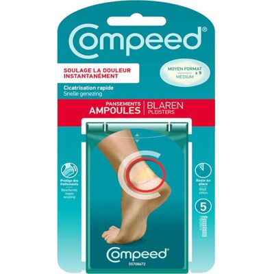Compeed® Pansements Ampoules T-Medium 5 unités - Publicité Compeed® Pansements Ampoules T-Medium 5 unités - Publicité