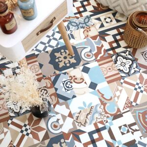 Dalle sol PVC Clipsable Mix and Match - Click 5G - Carreaux de ciment patchwork terracotta