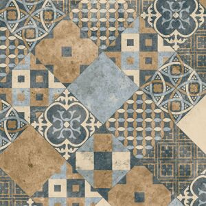 Sol PVC Best - Carreaux Art Deco - Terre de Sienne et Bleu Gris