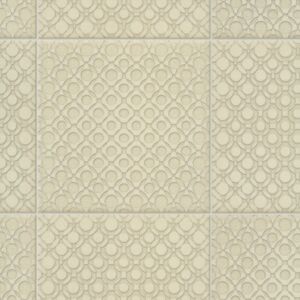 Sol Vinyle Textile - Relief 3D - Carrelage cercles neo-vintage - Vanille