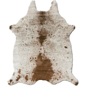 140x170 Tapis peau de bete - Imitation vache tachetee claire - Marron et blanc