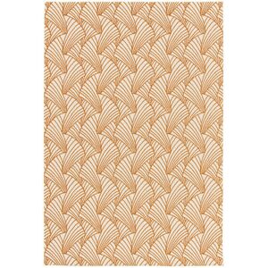 160x230 Tapis polyester en matiere recyclee - Art deco - Orange fume