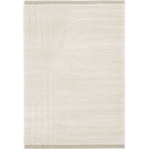 80x150 Tapis en relief geometrique - Andrea - Écru et beige naturel