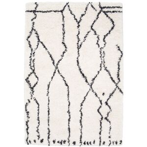 200x290 Tapis motif berbère à poils longs - Itahari - Noir et blanc cassé