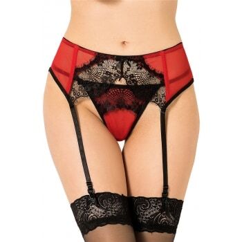 Paris Hollywood Porte-Jarretelles P5123 Rouge et Noir GT - Taille : XXXL