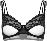 Daring Intimates Soutien-gorge dentelle et maille transparente noir - Taille : 80D