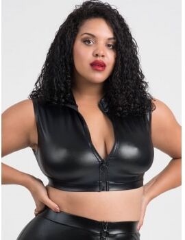 Lovehoney Lingerie Crop top Fierce wetlook noir GT - Taille : 5XL/6XL