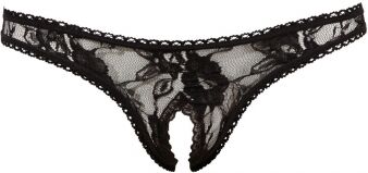 Cottelli Collection String Ouvert en Dentelle Noire - Taille : L