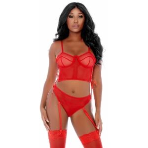 Forplay Ensemble 2 Pieces Ring Me Up Bustier Rouge - Taille : L - 40