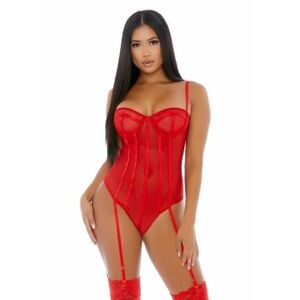 Forplay Body Jarretelles Sheer Up Mesh Rouge - Taille : L - 40