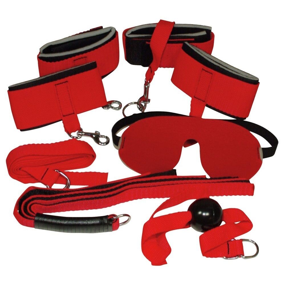 Bad Kitty Kit Bondage Rouge et Noir 6 Pièces