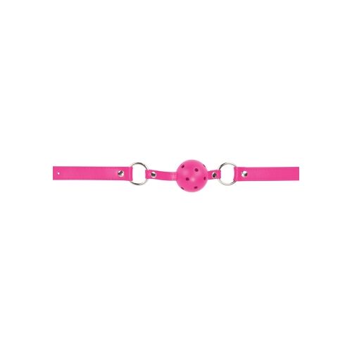 Ouch! Bâillon Open Ball Gag Cuir - Couleur : Rose