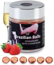 Secret Play Boules de Massage Aromatisées Brazilian Balls x6 - Parfum : Vin pétillant et Fraise