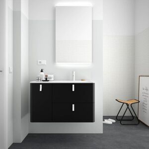 Meuble De Salle De Bains Noir Mat Gauche 1200 Uniiq - Salgar 24677