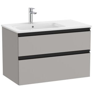 The Gap Unik 2 Tiroirs Lavabo À Gauche 800 Mm Gris Moyen Mat/poignees Noires - Roca A851479547