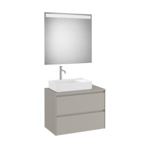 Ona Pack Meuble 2t + Plan Pr Lav Gche + Miroir 800 Gris Mat-Roca A851717510