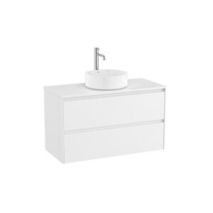 Ona Meuble 2 Tiroirs Pr Lav Centre + Plan 1000 Blanc Mat-Roca A851730509