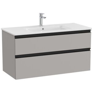 The Gap Unik 2 Tiroirs Lavabo Slim Centre 1000 Mm Gris Moyen Mat/poignees Noires - Roca A851852547