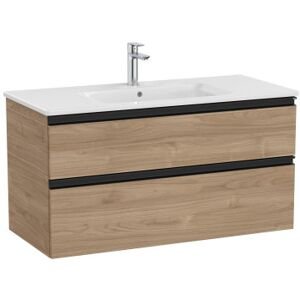 The Gap Unik 2 Tiroirs Lavabo Slim Centre 1000 Mm Noyer/poignees Noires - Roca A851852517