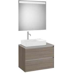 Ona Pack Meuble 2t + Plan Pr Lav Gche+miroir 800 Orme Fonce-Roca A851717511