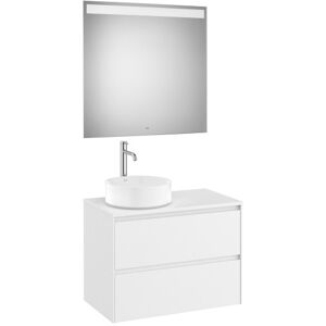 Ona Pack Meuble 2t + Plan Pr Lav Gche +miroir 800 Blanc Mat-Roca A851717509