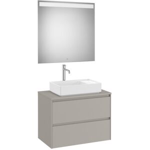 Ona Pack Meuble 2t+plan Pr Lav Centre+miroir 800 Gris Mat-Roca A851716510