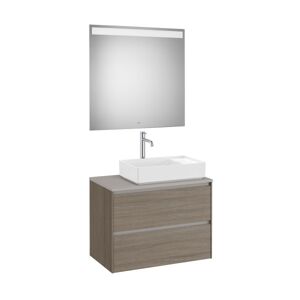 Ona Pack Meuble 2t+plan Pr Lav Dte+miroir 800 Orme Fonce-Roca A851715511