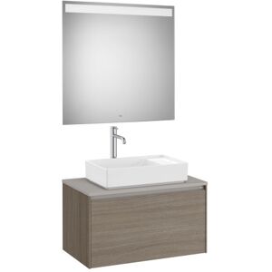 Ona Pack Meuble 1t+plan Pr Lav Centre+miroir 800 Orme Fonce-Roca A851712511