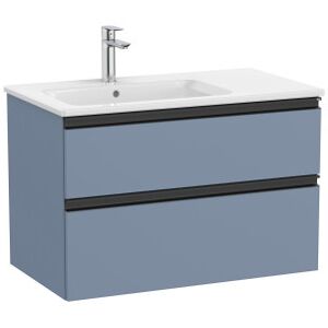 The Gap Unik 2 Tiroirs Lavabo À Gauche 800 Mm Bleu Mat/ Poignees Noires - Roca A851479548