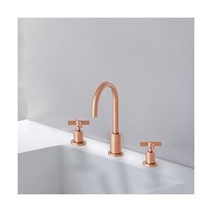 Lavabo Cross Road 3 Trous + Vidage Or Rose Brosse Robinetterie Cross Road - Cristina Ondyna Cr20534p