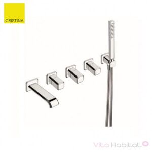 Facade Melangeur Encastre 5 Trous Pour Bain/douche Italy Chrome + Douchette - Cristina Ondyna It16551